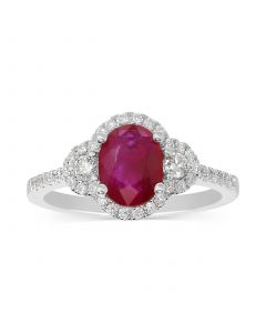 Ruby (1-1/4 ct. t.w.) & Diamond (1/3 ct. t.w.) Cocktail Ring in 14k White Gold