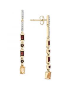 Multi-Gemstone Multi-Shape Linear Drop Earrings (1-1/10 ct. t.w.) in 14k Gold