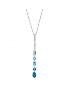 Multi-Topaz Multi-Shape Dangling 18" Pendant Necklace (1-1/2 ct. t.w.) in 14k White Gold