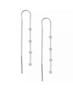 Polished Ball Chain Threader Drop Earrings in 18k Gold-Plated Sterling Silver, Created for Macy's (Also in Sterling Silver)