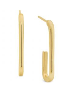 Polished Tube J Hoop Earrings in 18k Gold-Plated Sterling Silver, Created for Macy's