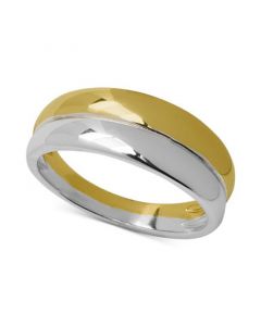 Polished Double Row Two-Tone Band in Sterling Silver & 18k Gold-Plate, Created for Macy's