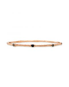 Blackberry Diamond (1/8 ct. t.w.) & Chocolate Diamond (1/20 ct. t.w.) Textured Bangle Bracelet in 14k Rose Gold