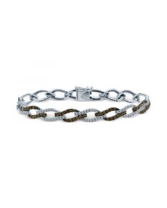 Chocolate Diamond (1-3/4 ct. t.w.) & Vanilla Diamond (3/4 ct. t.w.) Open Link Bracelet in 14k White Gold