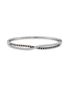 Chocolate Diamond (3/8 ct. t.w.) & Vanilla Diamond (1/2 ct. t.w.) Crossover Bangle Bracelet in 14k White Gold