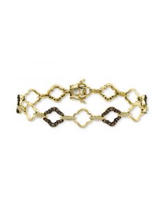 Chocolatier® Chocolate Diamond (1-1/2 ct. t.w.) & Vanilla Diamond (1/3 ct. t.w.) Quatrefoil Link Bracelet in 14k Gold