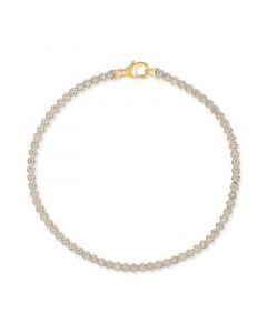 Diamond Cut Flat Bead Link Bracelet in 10k Two-Tone Gold