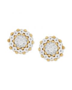 Diamond Cut Round Stud Earrings in 10k Two-Tone Gold