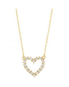 Open Heart Diamond Cut Pendant Necklace in 10k Two-Tone Gold, 16" + 2" extender