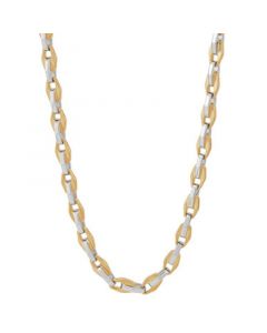 Men's Two-Tone Link 22" Chain Necklace in 18k Gold-Plated Sterling Silver & White Rhodium