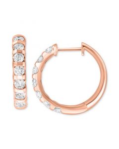 EFFY® Diamond Small Huggie Hoop Earrings (7/8 ct. t.w.) in 14k Rose Gold, 0.68"