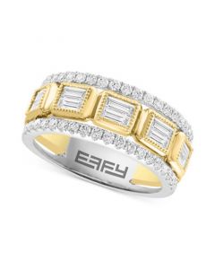 EFFY® Diamond Round & Baguette Band (1 ct. t.w.) in 14k Gold & White Gold