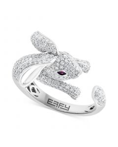 EFFY® Diamond (1-1/4 ct. t.w.) & Ruby Accent Bunny Ring in 14k White Gold