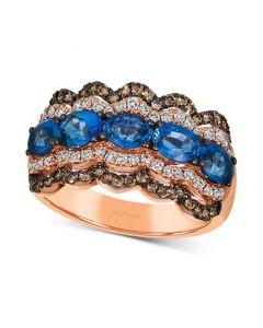 Blueberry Sapphire (2-1/3 ct. t.w.) & Diamond (5/8 ct. t.w.) Wavy Multirow Ring in 14k Rose Gold