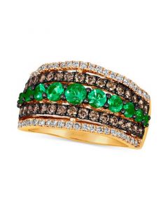 Costa Smeralda Emeralds (3/4 ct. t.w.) & Diamond (7/8 ct. t.w.) Multirow Ring in 14k Gold