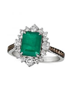 Emerald (1-5/8 ct. t.w.) & Diamond (3/4 ct. t.w.) Halo Ring in 14k White Gold