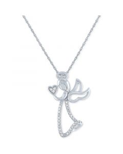 Diamond Angel Pendant Necklace (1/10 ct. t.w.) in Sterling Silver