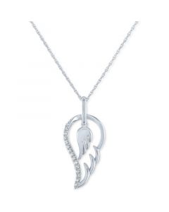 Diamond Angel Wing Pendant Necklace (1/10 ct. t.w.) in Sterling Silver