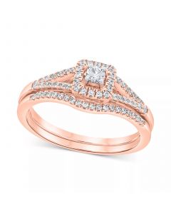 Diamond Halo Bridal Set (1/3 ct. t.w.) in 14k White, Yellow or Rose Gold