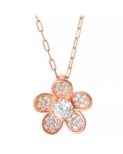 Cubic Zirconia Flower Pendant Necklace (1-1/3 ct. t.w.) in Sterling Silver, 18", Created for Macy's