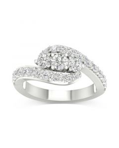 Diamond Three Stone Swirl Engagement Ring (1-1/5 ct. t.w.) in 14k White Gold