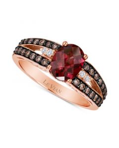 Raspberry Rhodolite (1-3/8 ct. t.w.) & Diamond (3/8 ct. t.w.) Split Shank Ring in 14k Rose Gold