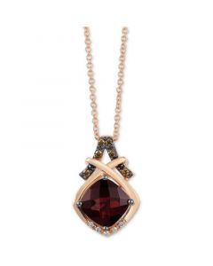 Raspberry Rhodolite (2-1/2 ct. t.w.) & Diamond (1/10 ct. t.w.) 18" Pendant Necklace in 14k Rose Gold