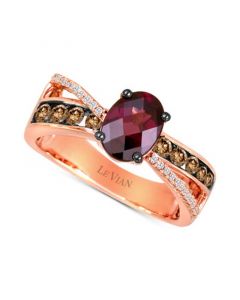 Raspberry Rhodolite (1-1/3 ct. t.w.) & Diamond (1/2 ct. t.w.) Ring in 14k Rose Gold