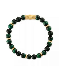 Multicolor Tiger Eye Beaded Stretch Bracelet in 14k Gold-Plated Sterling Silver (Also in Green Tiger Eye), Created for Macy's