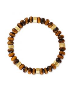 Tiger Eye Bead Stretch Bracelet in 14k Gold-Plated Sterling Silver, Created for Macy's