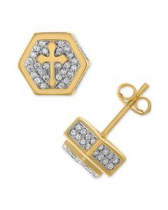 Cubic Zirconia Cross Hexagon Cluster Stud Earrings, Created for Macy's