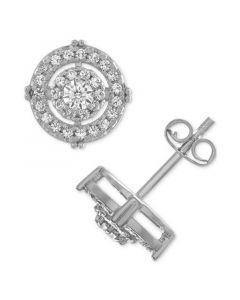 Cubic Zirconia Circle Stud Earrings in Sterling Silver, Created for Macy's