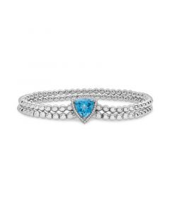 Blue Topaz (2-1/4 ct. t.w.) & Diamond (1/20 ct. t.w.) Double Strand Stretch Bracelet in Sterling Silver, Created for Macy's