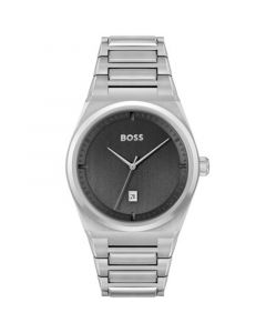 Men's Steer Silver-Tone Stainless Steel Bracelet Watch, 42mm