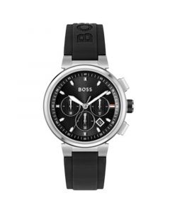 Men's One Black Silicone Strap Watch, 44mm