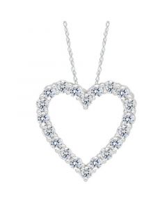 Lab Grown Diamond Open Heart Pendant Necklace (1/2 ct. t.w.) in 14k White Gold, 16" + 2" extender