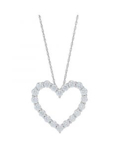 Lab Grown Diamond Heart Pendant Necklace (3 ct. t.w.) in 14k White Gold, 16" + 2" extender