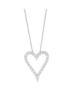 Lab Grown Diamond Heart Pendant Necklace (2 ct. t.w.) in 14k White Gold, 16" + 2" extender