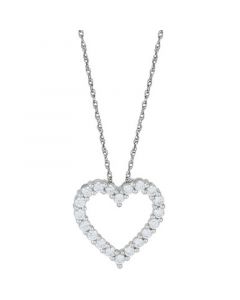 Lab Grown Diamond Heart Pendant Necklace (1 ct. t.w.) in 14k White Gold, 16" + 2" extender