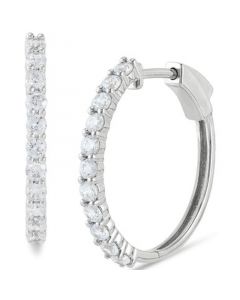 Lab Grown Diamond Small Hoop Earrings (1 ct. t.w.) in 14k White Gold