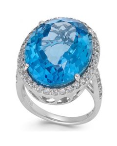 Blue and White Topaz Ring in Sterling Silver (21 ct. t.w.)