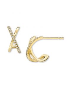 Diamond X Huggie Hoop Earrings (1/20 ct. t.w.) in 14k Gold