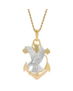 Men's Eagle & Anchor 22" Pendant Necklace in 14k Gold-Plated Sterling Silver