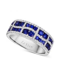 Blueberry Sapphire (7/8 ct. t.w.) & Vanilla Diamond (1/4 ct. t.w.) Statement Ring in 14k White Gold