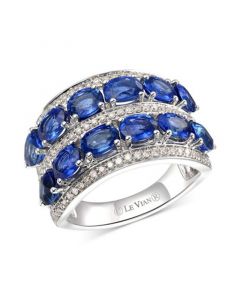 Creme Brulee® Blueberry Sapphire (4-3/4 ct. t.w.) & Nude Diamond (1/2 ct. t.w.) Double Row Ring in 14k White Gold