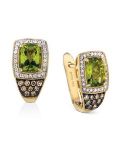 Green Apple Peridot (4-1/5 ct. t.w.), Chocolate Diamonds (3/8 ct. t.w.) & Vanilla Diamonds (1/3 ct. t.w.) Earrings in 14k Yellow Gold