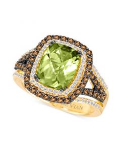 Green Apple Peridot (2-1/2 ct. t.w.) & Diamond (3/4 ct. t.w.) Halo Statement Ring in 14k Gold