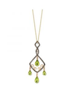 Green Apple Peridot (7-1/3 ct. t.w.), Chocolate Diamonds (5/8 ct. t.w) & Vanilla Diamonds (1/20 ct. t.w.) Pendant Necklace in 14k Yellow Gold, 18"