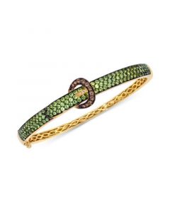 Chocolatier® Green Apple Peridot (3 ct. t.w.), Chocolate Diamonds (1/4 ct. t.w.) & Vanilla Diamonds® Accent Bangle in 14k Yellow Gold