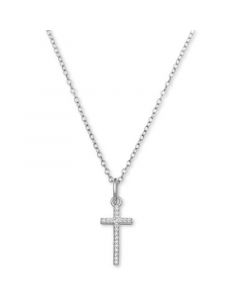 Cubic Zirconia Cross 18" Pendant Necklace in Sterling Silver, Created for Macy's